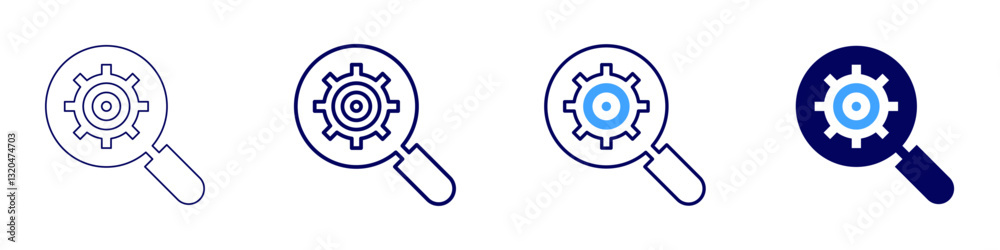 Magnifying glass icon in 4 different styles. Thin Line, Line, Bold Line, Duotone. Duotone style. Editable stroke Magnifying glass icon in 4 different styles. Thin Line, Line, Bold Line, Duotone. Duotone style. Editable stroke