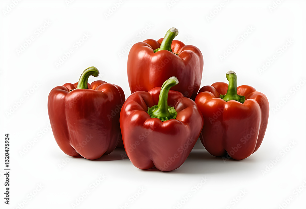 Tasty ripe red bell peppers isolated on white background. Tasty ripe red bell peppers isolated on white background.