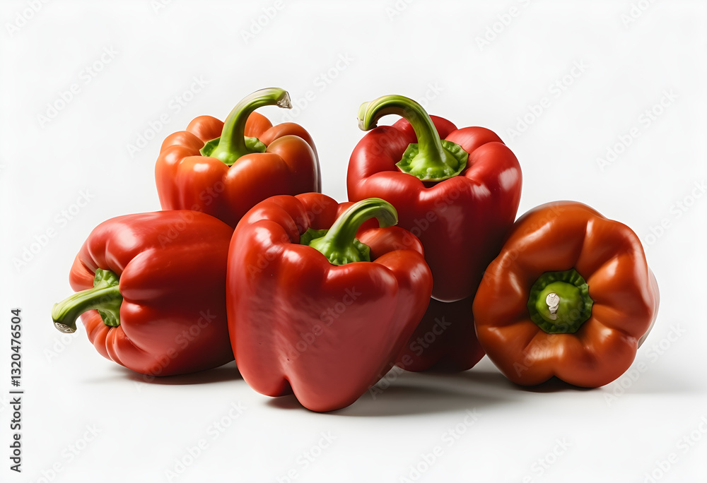 Tasty ripe red bell peppers isolated on white background. Tasty ripe red bell peppers isolated on white background.