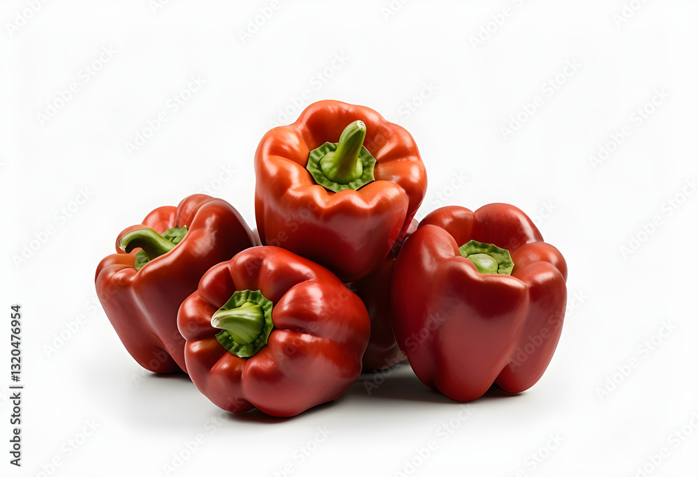 Tasty ripe red bell peppers isolated on white background. Tasty ripe red bell peppers isolated on white background.