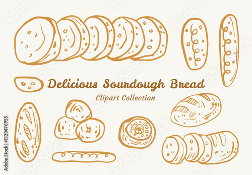Sourdough Bread Vector Clipart Rustic Artisan Style Food Graphics Collection Sourdough Bread Vector Clipart Perfect for Rustic Artisan Food Graphics Collection