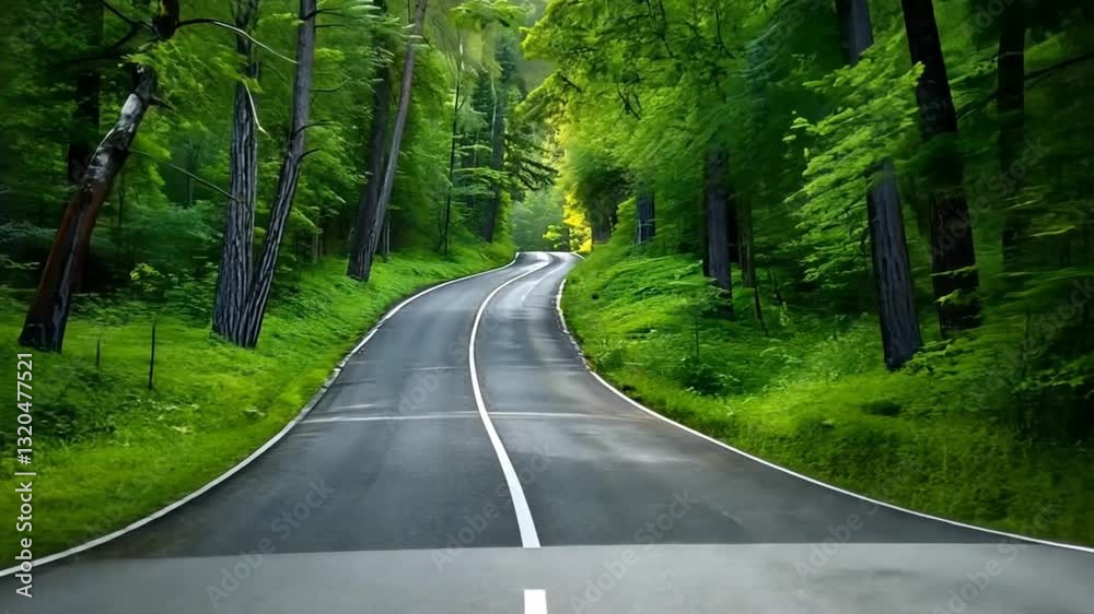 asphalt road against the background of green forest