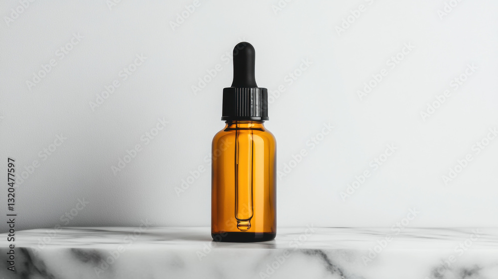 Beautiful bottle of essential oil with amber liquid inside and elegant glass dropper for aromatherapy and wellness Beautiful bottle of essential oil with amber liquid inside and elegant glass dropper for aromatherapy and wellness