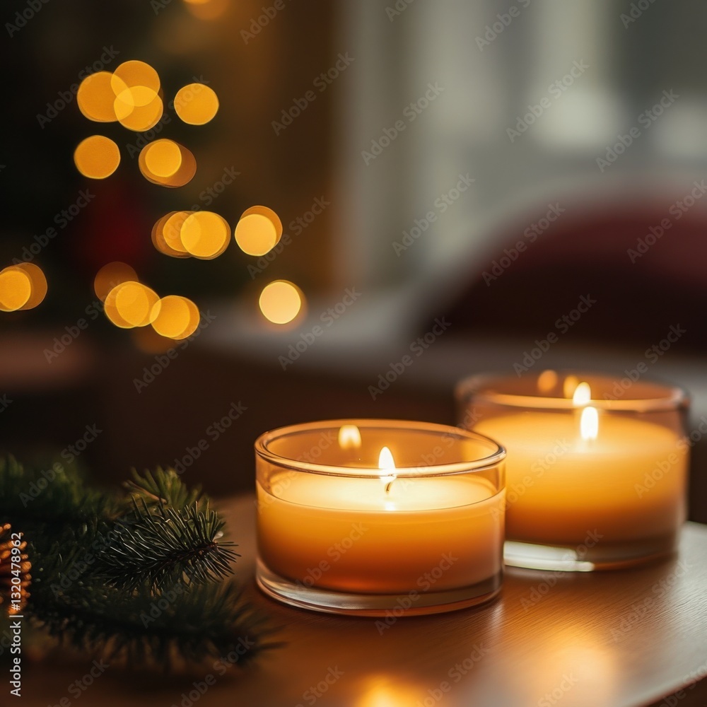 Holiday candles create a warm atmosphere with soft glow and festive glow in cozy indoor setting Holiday candles create a warm atmosphere with soft glow and festive glow in cozy indoor setting