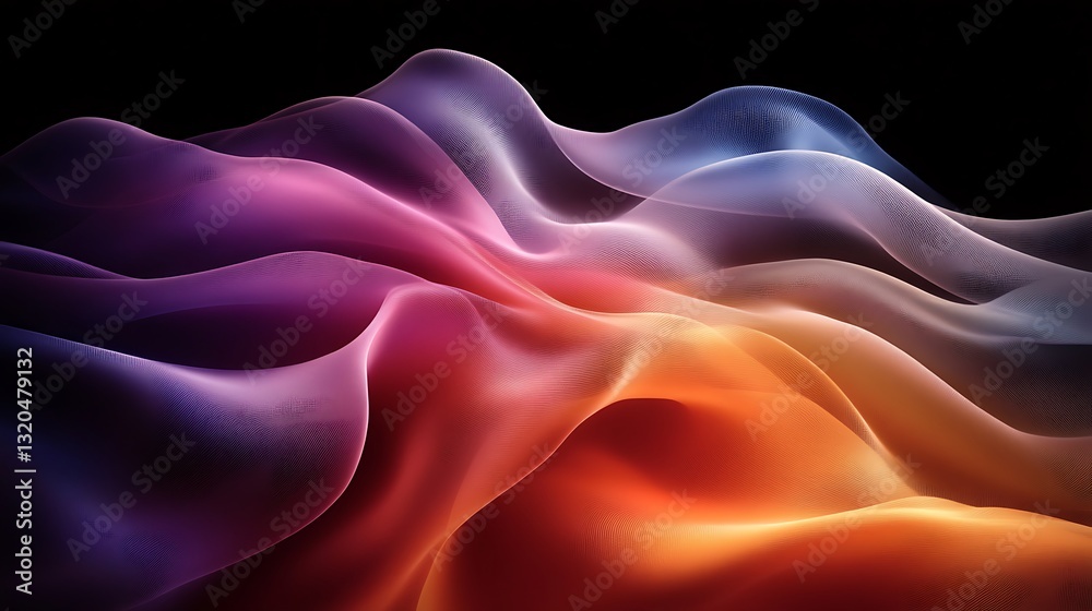 Obraz premium Abstract Colorful Waves Dynamic Flowing Fabric Texture Gradient Hues Digital Art Background