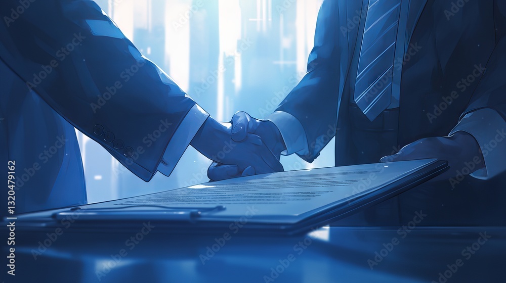 Businessman and lawyer discussing contract document, negotiating terms and signing agreement for legal business partnership concept