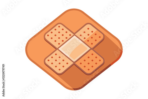 Square medical plasters in varying shades, isolated against a clean white background for easy use in first aid, Square medical plasters isolated white background