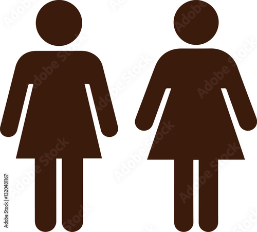 Two Female Symbol Icons in Dark Brown