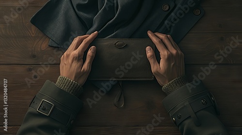 Obraz na płótnie Man's hands holding empty wallet, symbolizing financial struggle, debt, and bankruptcy concept w salonie