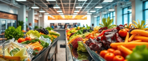 Wallpaper Mural Fresh organic salad bar in bright corporate cafeteria, local food, clean eating Torontodigital.ca
