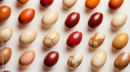 Wallpaper Mural Colorful Speckled Eggs Arranged on White Background Torontodigital.ca