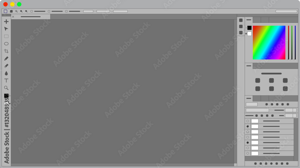 PCウィンドウ フレーム 画像編集ソフト Photoshop風 ライトUI ベクター素材 (.AI)
