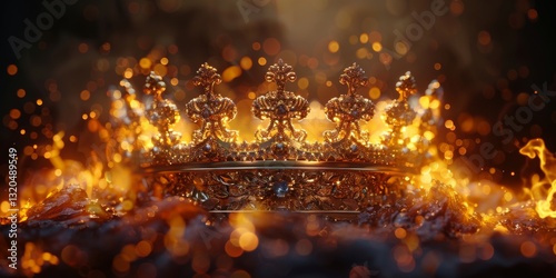 Majestic gold crown with sparkling nighttime explosion