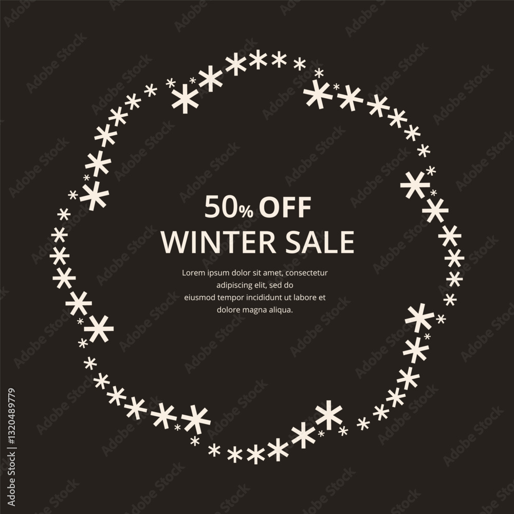 Black grey dotted simple rosette object on white background. Design element for logo, web pages, prints, posters, template. Winter sale banner. Black grey dotted simple rosette object on white background. Design element for logo, web pages, prints, posters, template. Winter sale banner.