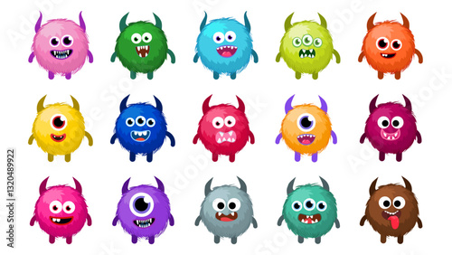 set of cute funny bright monster character cartoon icons avatar vector illustration halloween