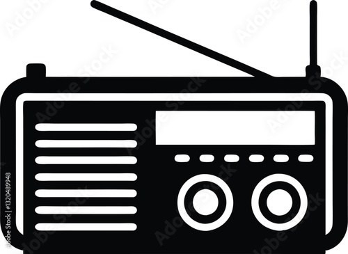 Radio icon black silhouette vector, radio vector illustration, Vintage radio silhouette vector illustration.