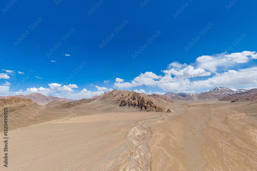 Pamir view of the mountain valley. Highland landscape. Pamir view of the mountain valley. Highland landscape.