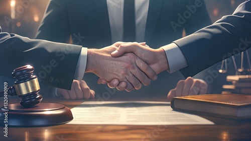 Businessman and lawyer discussing contract document, negotiating terms and signing agreement for legal business partnership concept