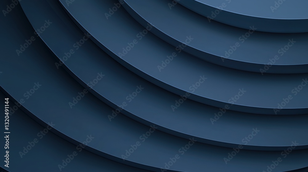 Fototapeta premium Abstract Dark Blue Layers with Curved Pattern and Depth Perception