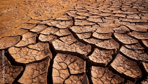 detailed view of parched earth revealing cracked dry soil