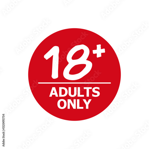 18 sign warning symbol isolated on white background, 18 plus, censored, eighteen age older adult content. Age Restriction Content