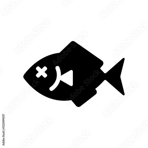 目がバツマークになった魚のアイコンイラスト