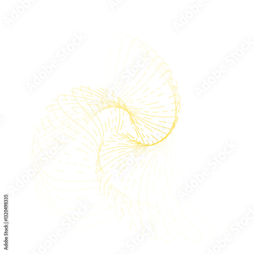 Abstract design of swirling, delicate yellow lines on a white background, creating a sense of movement and flow.