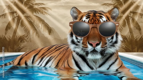 Tiger in pool