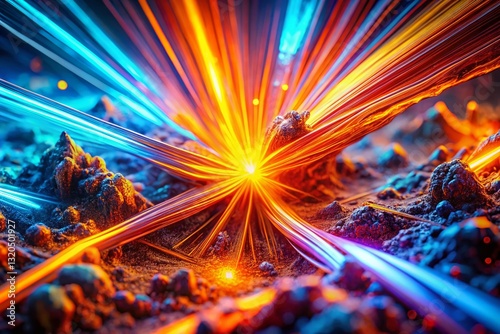 Abstract Multicolor Spectrum Background: Neon Rays, Glowing Lines & Molten Magma - Macro 3D Render