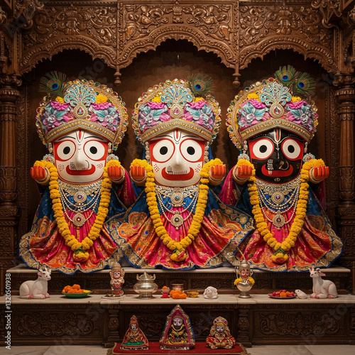 Divine Trio – Lord Jagannath, Balabhadra, and Subhadra photo