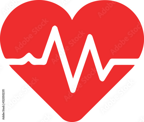 Red heart icon with a heartbeat graphic, symbolizing healthy heart.