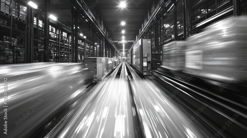 A whirlwind of motion, a symphony of steel and speed, captured in a blur of light and shadow. The warehouse, a hive of activity, pulsates with the energy of countless shipments moving through its A whirlwind of motion, a symphony of steel and speed, captured in a blur of light and shadow. The warehouse, a hive of activity, pulsates with the energy of countless shipments moving through its