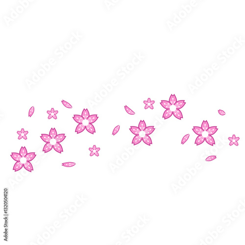 Illustration of Cherry Blossoms and Petals