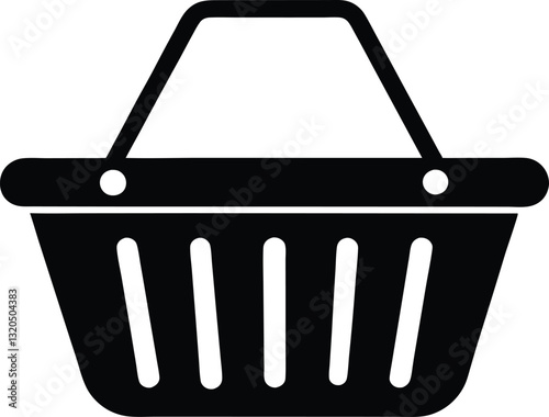 Shopping bag basket icon design vector, Black Shopping Basket Illustration