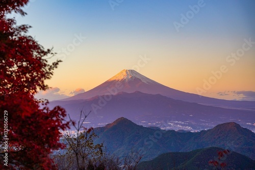 雪が積もった富士山の絶景