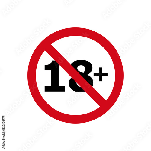 18 plus icon vector under eighteen years prohibition sign template, adults only for your web design, logo, infographic, UI, illustration