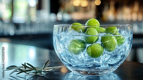 Refreshing olives in ice