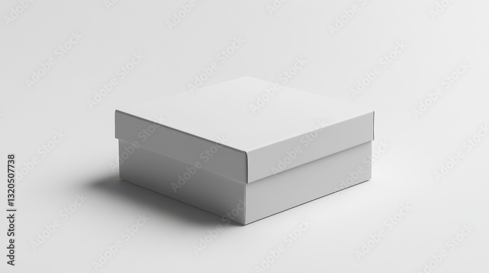 White cardboard box mockup on white background for branding and design White cardboard box mockup on white background for branding and design