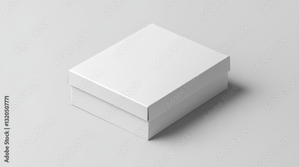 White cardboard box mockup on white background for branding and design White cardboard box mockup on white background for branding and design