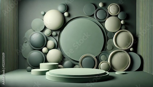 Futuristic circular stage with glowing halo light in a dark modern interior. A sleek, minimalist design perfect for product display, sci-fi themes, or high-tech presentations.
