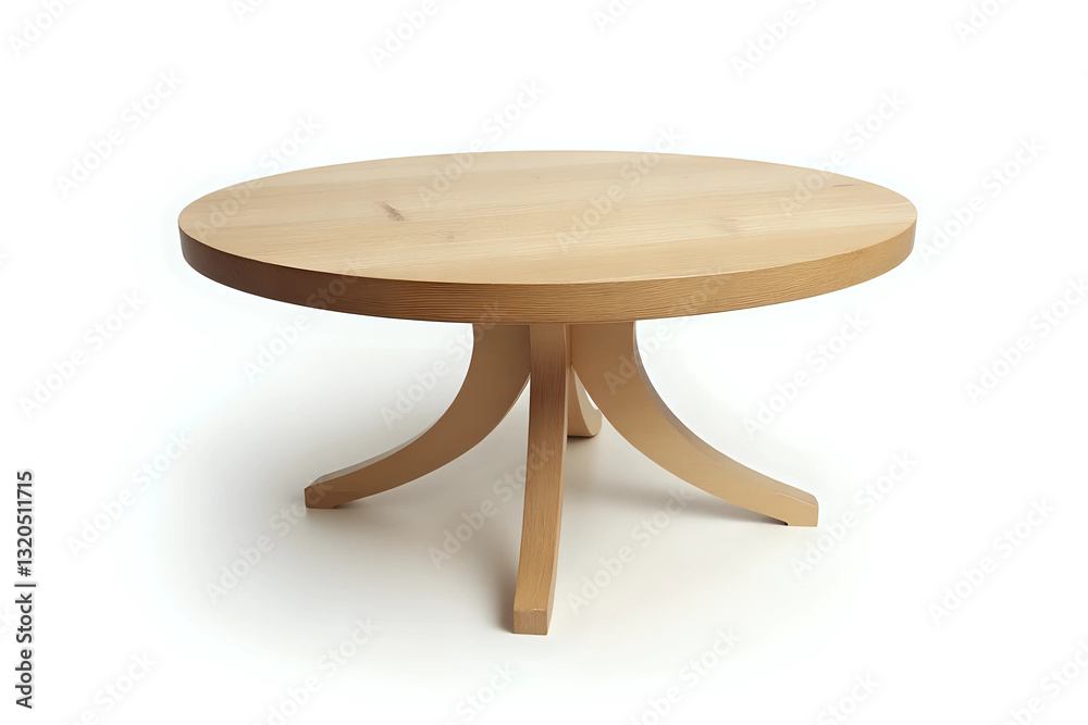 Empty beautiful round wood table on white background Empty beautiful round wood table on white background
