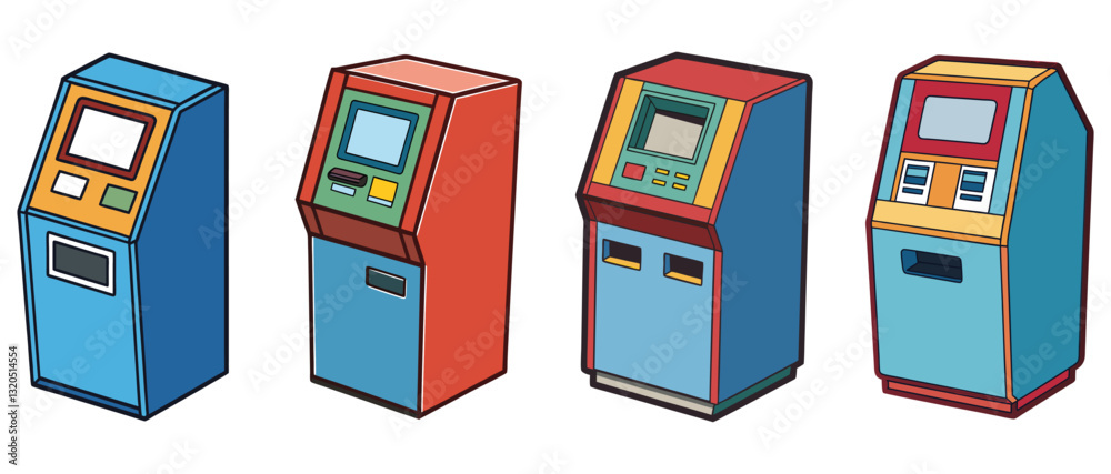 Modern ATM and Kiosk Machines Set,ATM machine Icons set Modern ATM and Kiosk Machines Set,ATM machine Icons set