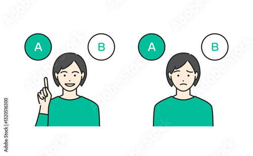 選択肢を考える若い女性のベクターイラスト