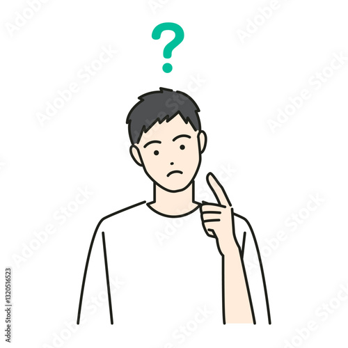 疑問を感じる若い男性のベクターイラスト