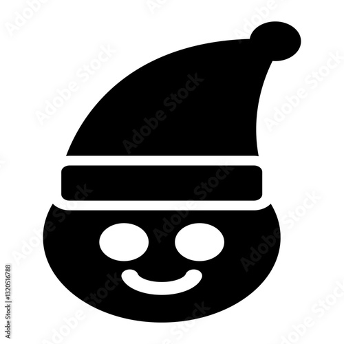 Cartoon-style Santa Claus head emoticon with a bushy beard and classic hat.