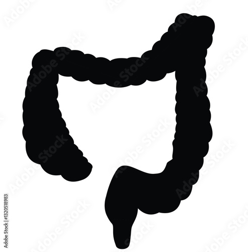Science of hand drawn vector human intestine silhouette.