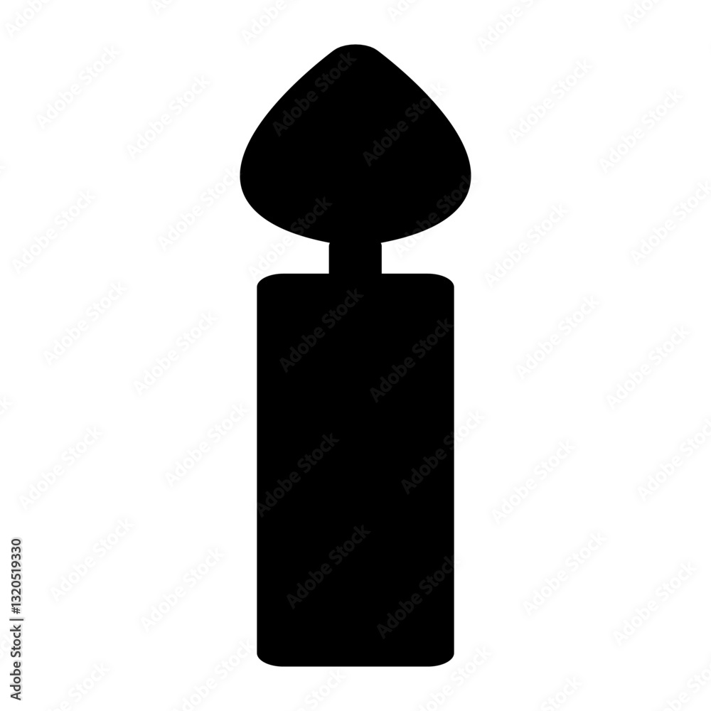 Obraz premium Solid candle icon with a small flame on top, representing light and warmth.