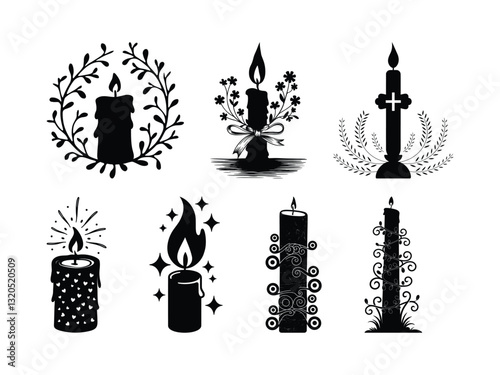 Easter Candle & Bunny Silhouette – Religious & Festive Design 