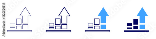 Increase production​ icon in 4 different styles. Thin Line, Line, Bold Line, Duotone. Duotone style. Editable stroke