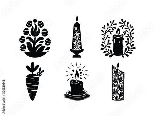 Easter Candle & Bunny Silhouette – Religious & Festive Design 